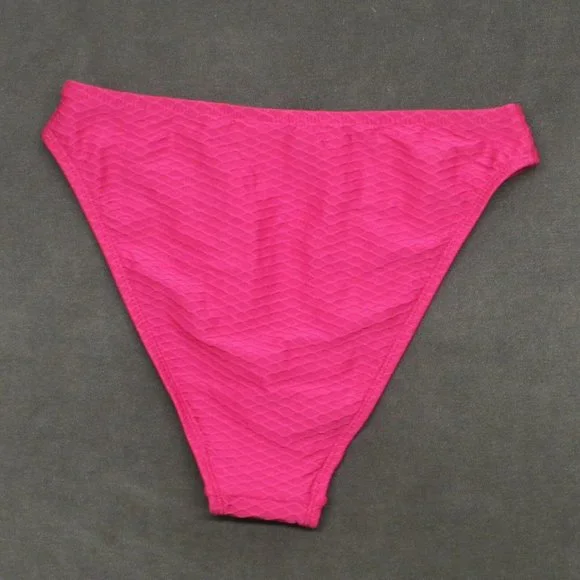 NWT Xhilaration Women's Textured Cheeky Mid Waist Bikini Bottom XS Magenta Pink - Picture 3 of 6